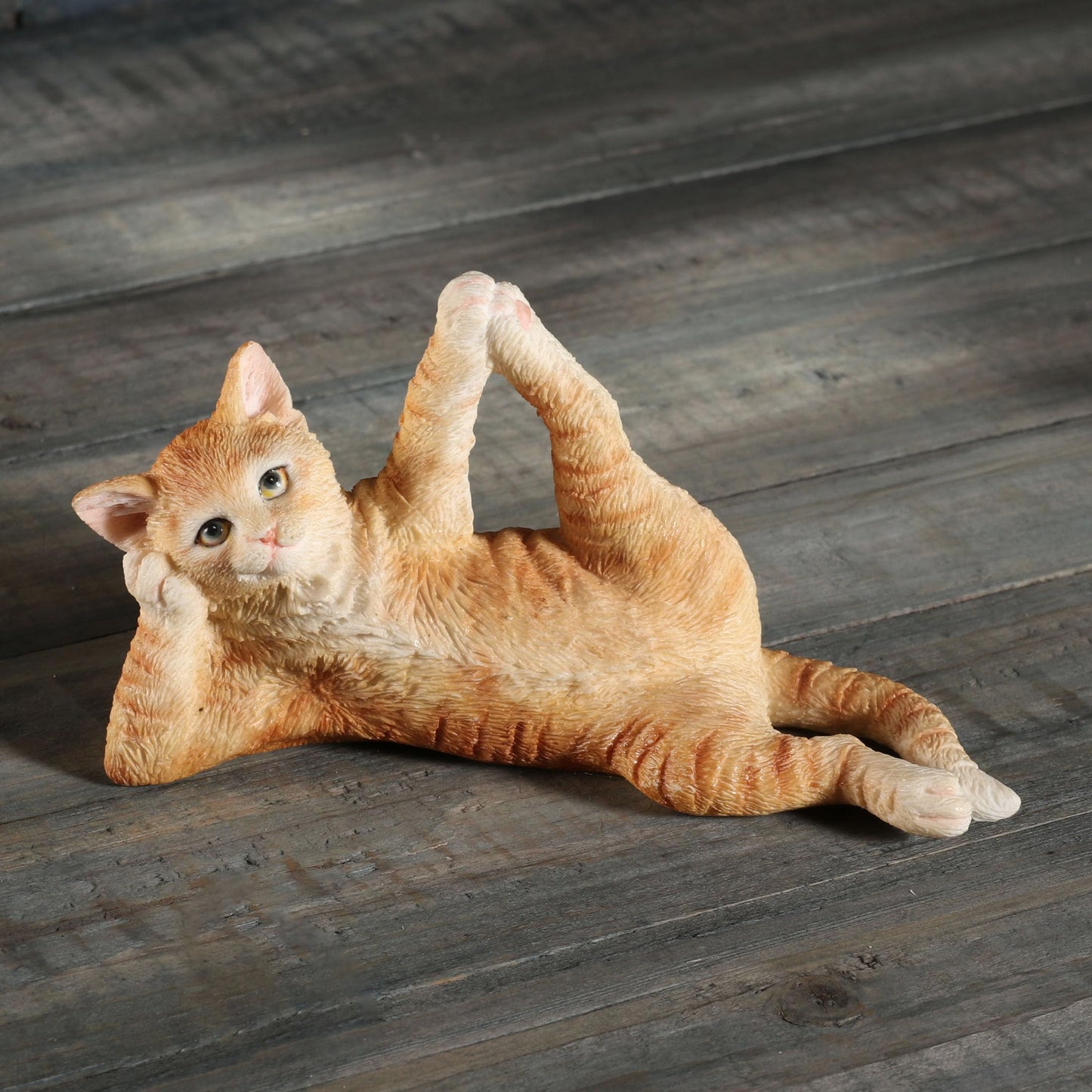 Veronese Design 2 3/4 Inch Orange Tabby Yoga Cat Sleeping Vishnu Pose Resin Animal Figurine