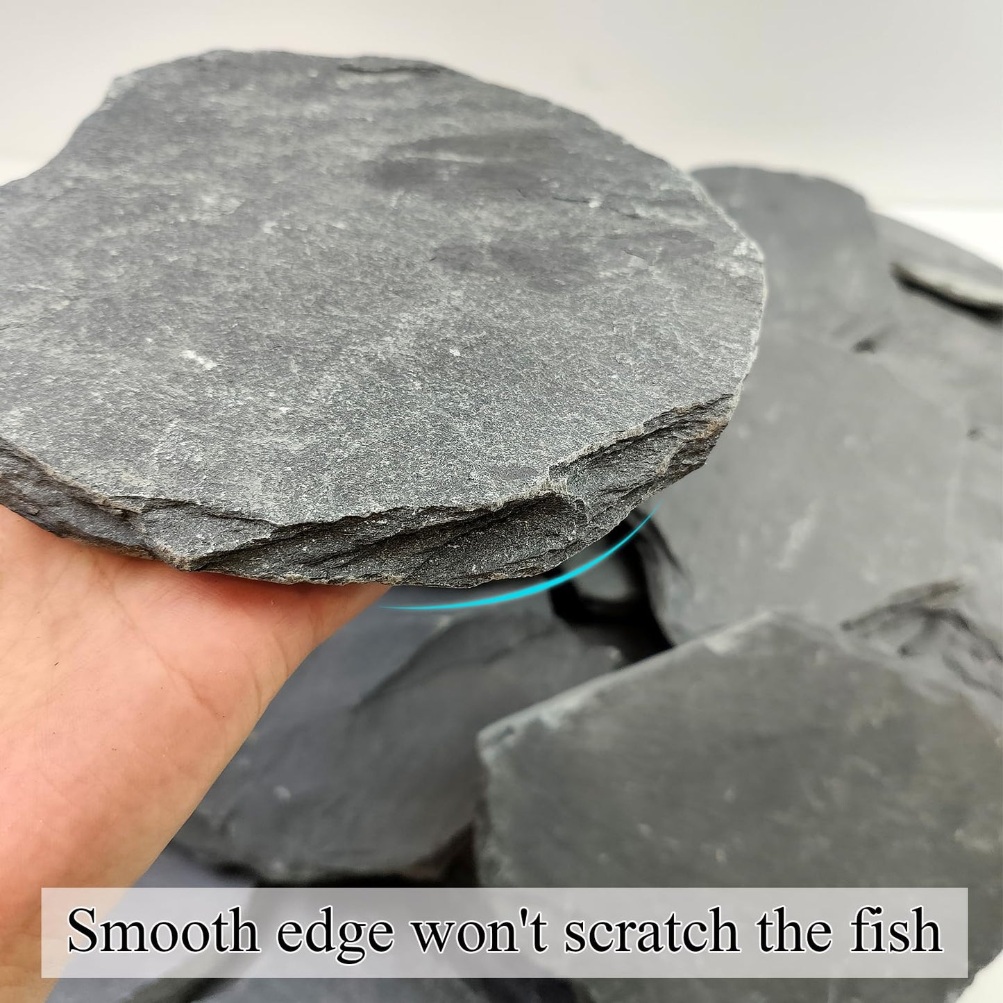 YISZM Slate Rock for Aquarium, 3-5 Inch Polished Natural Stone Rocks, Fish Tank Decor, Aquascaping Rocks, Safe for Aquariums, Terrariums, 5 lbs