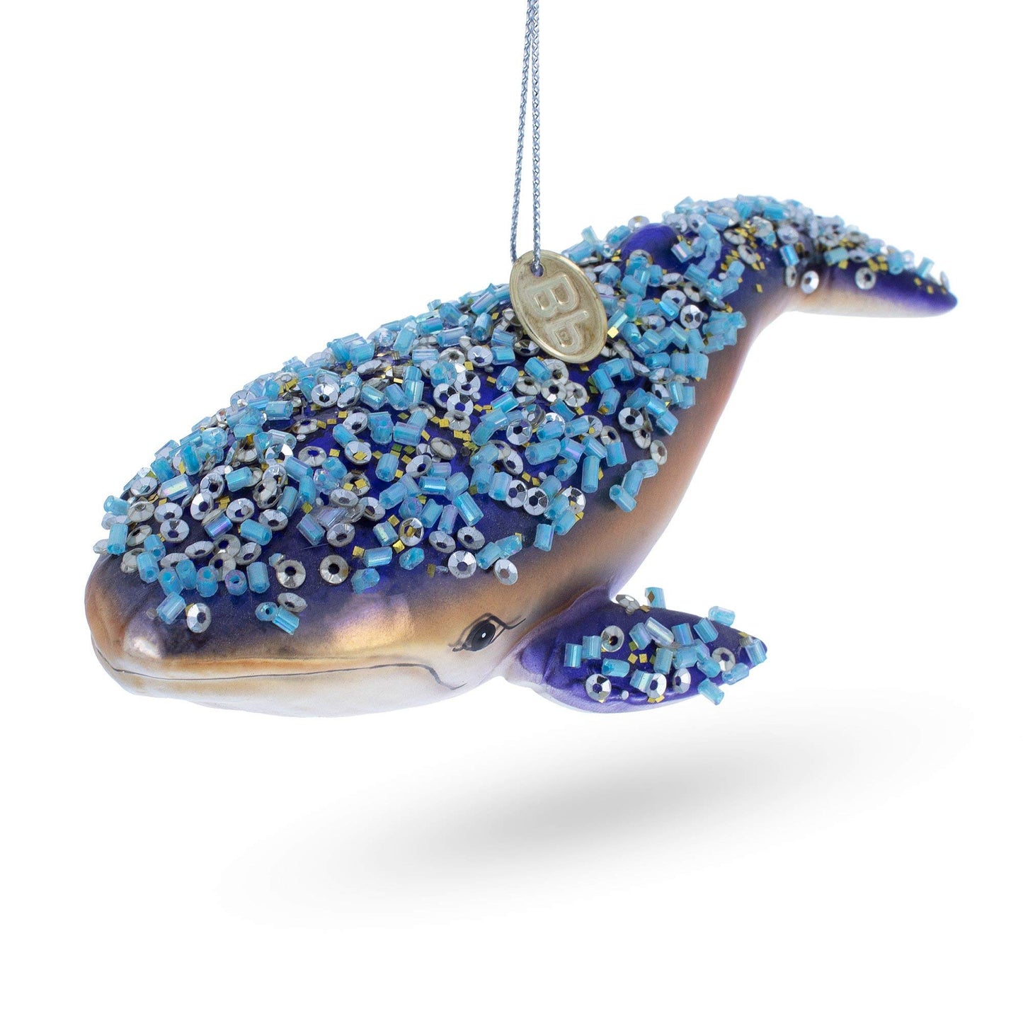 Blue Whale Glass Christmas Ornament