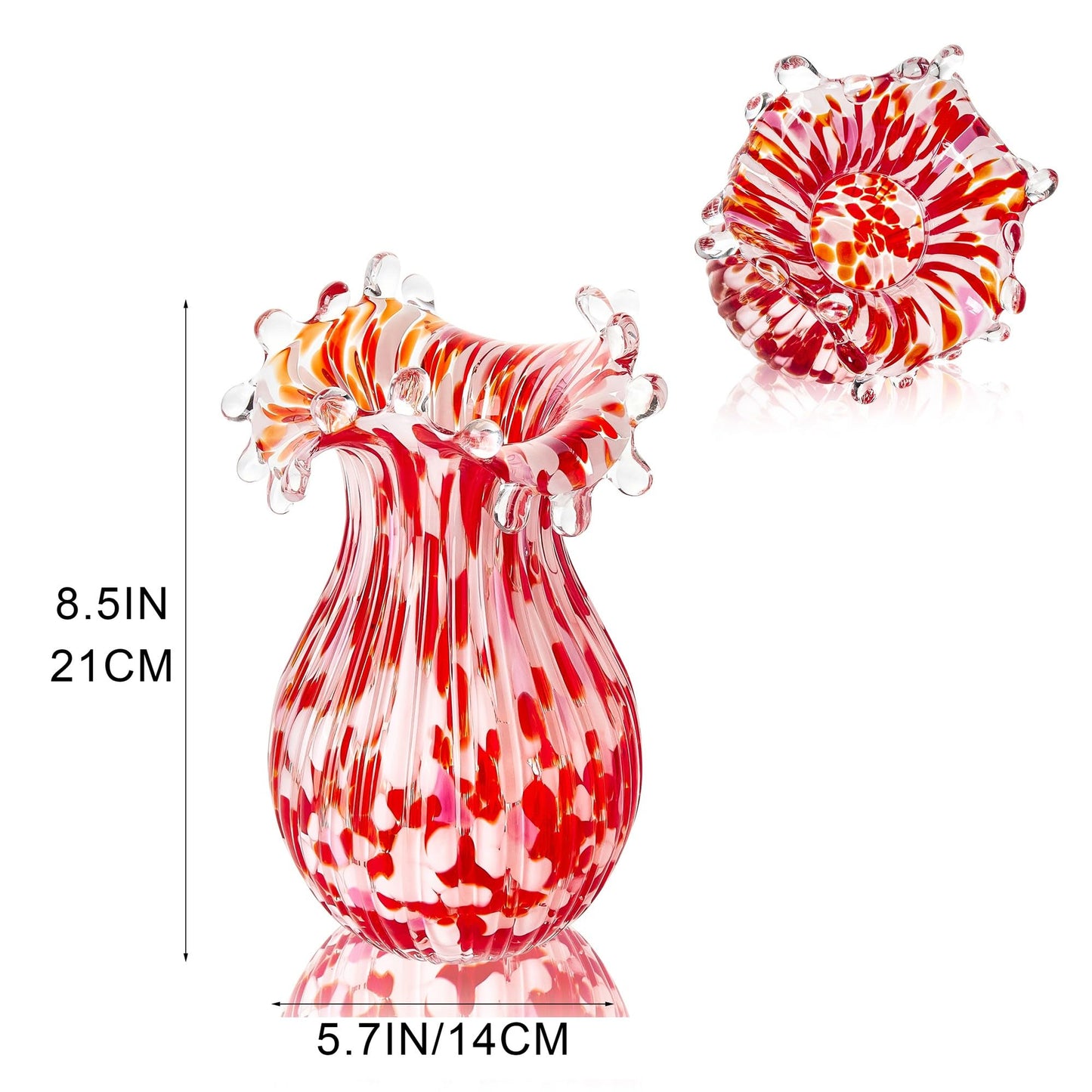 Hand Blown Glass Vase for Flowers Crystal Vases for Bouquet Home Decor Decorative Centerpieces Unique Gift for Christmas Valentines Day Birthday Housewarming Mothers Day