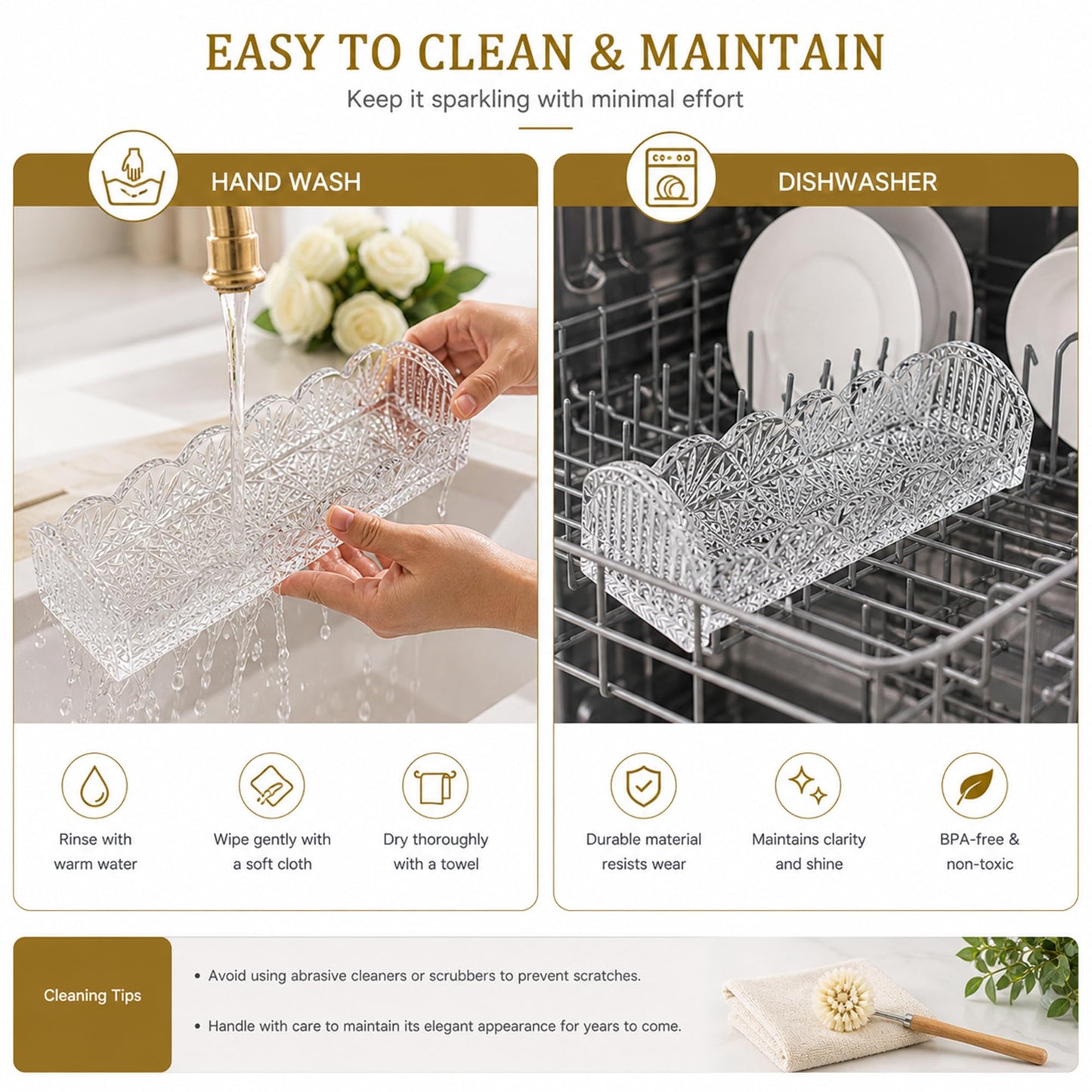 kanpura Clear Cracker Tray for Serving, Snack Dish, Crystal Serving Tray for Crackers, Appetizers, Snacks & Entertaining, Rectangular Crystal Platter for Home Party & Holiday