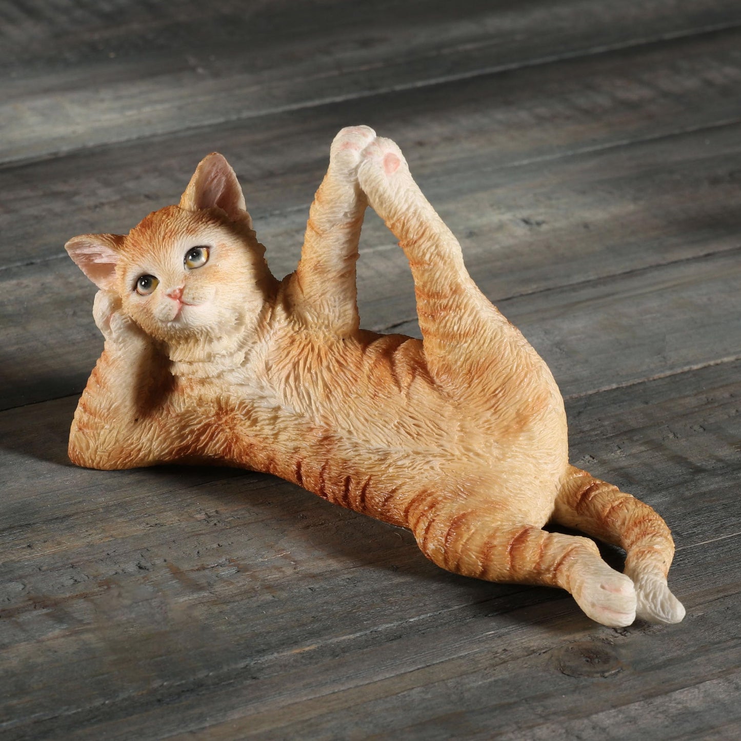 Veronese Design 2 3/4 Inch Orange Tabby Yoga Cat Sleeping Vishnu Pose Resin Animal Figurine