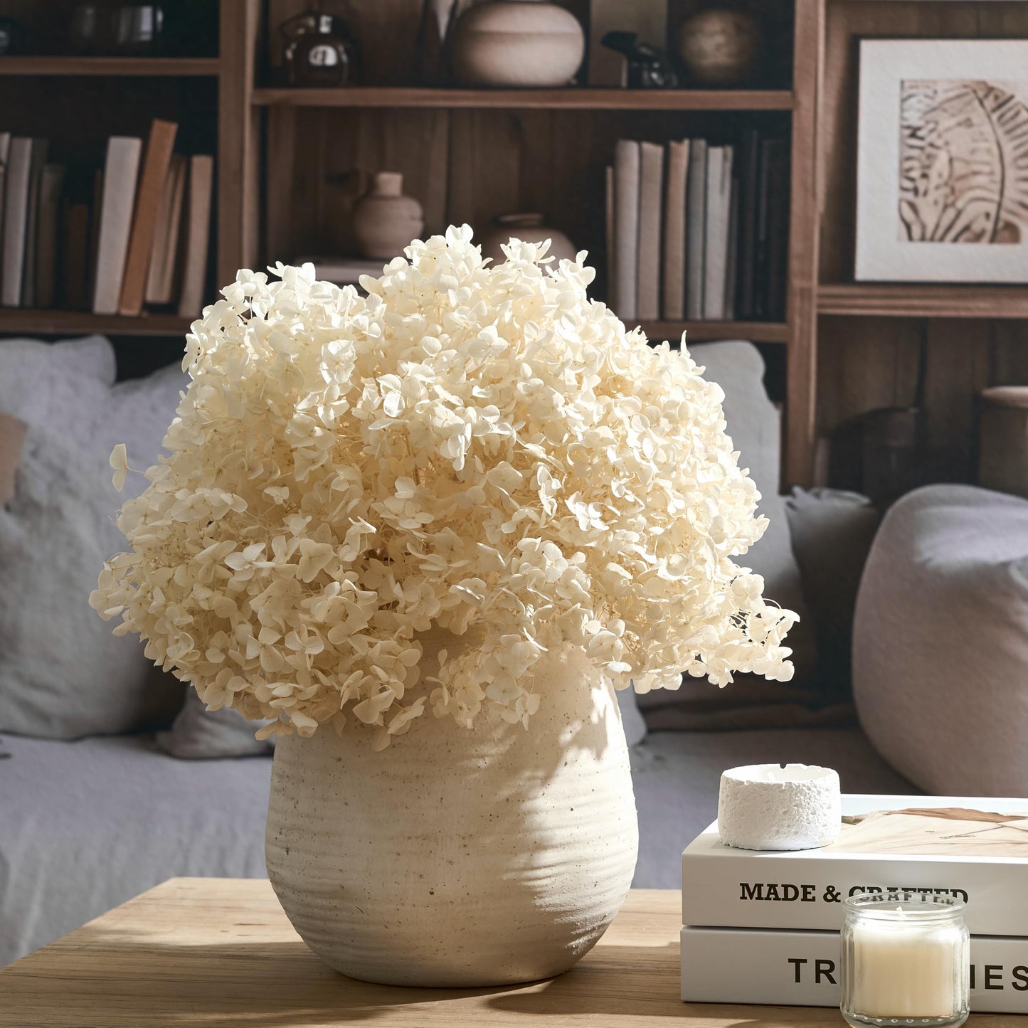 SIDUCAL Ceramic Rustic Farmhouse Vase | 7.3 Inch Pottery Decorative Flower for Home Decor | Sand Glaze Finish Boho Vase for Table, Living Room, Bathroom Decoration, Shelf Decor, Mantel, White