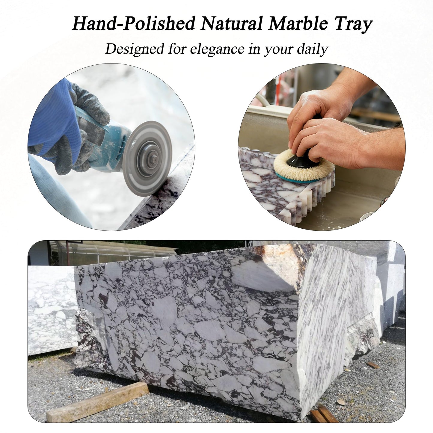 YMXYJM Natural Marble Tray for Bathroom, Real Stone Decorative Vanity Tray with Fluted Edge, Large Marble Serving Storage Tray for Kitchen Counter, Dresser, Home Decor, 11.8" x 8", Calacatta Viola