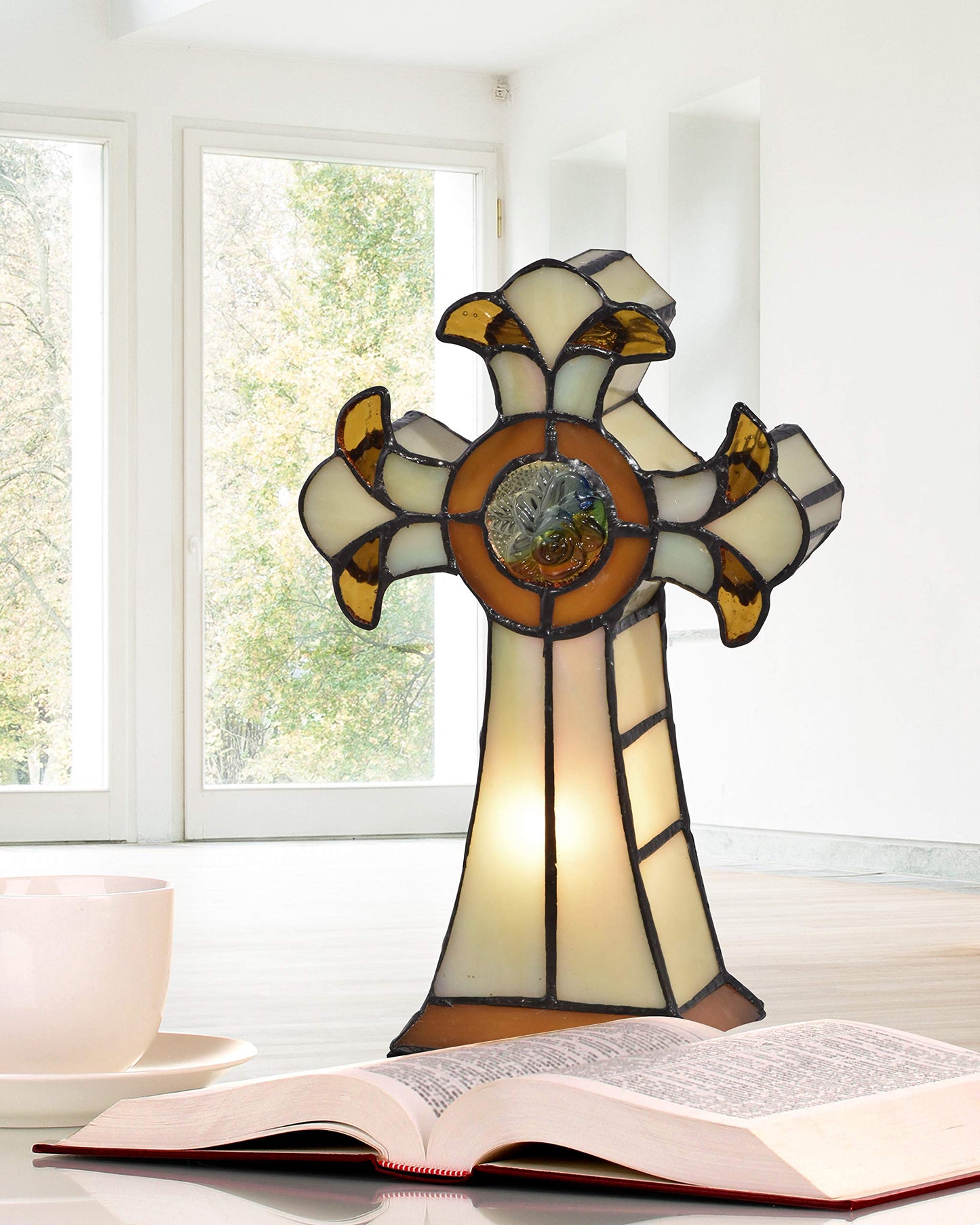 Dale Tiffany STA16122 Cross Accent Table Lamp, Amber