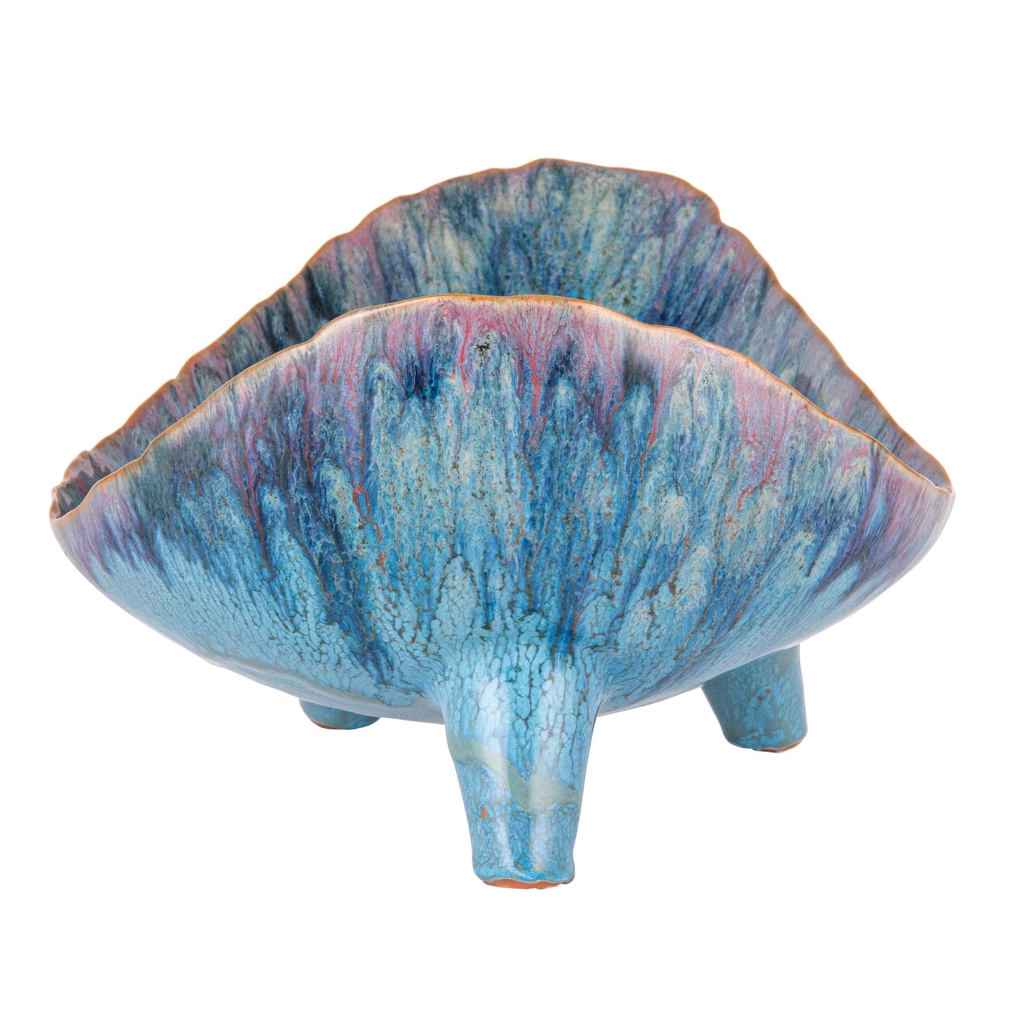 Bloomingville Azure Footed Stoneware Bowl, Blue