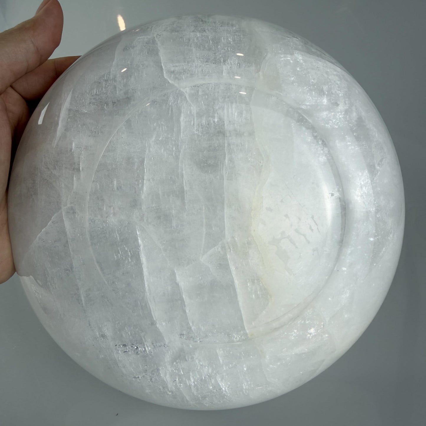 YeasHome Calcite Stone Bowl, Natural Marble Crystal Bowl for Decor - Hand Carved Decorative Bowl for Centerpiece, Coffee Table, Yoga Meditation, Gift Idea (Pure White)
