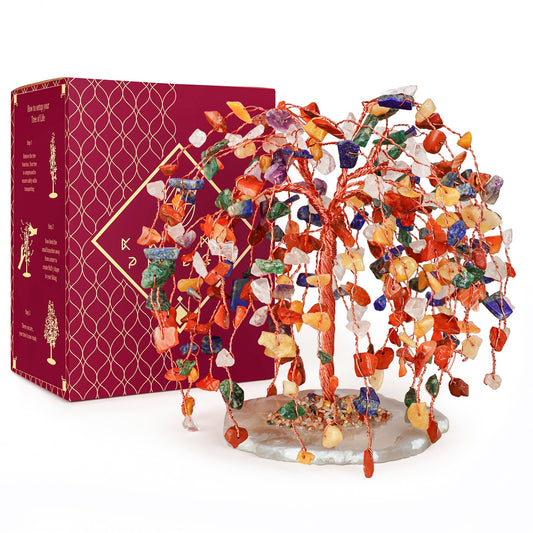 KARMAPLEDGE 7 Chakra Tree of Life Birthday Gifts for Women, Home and Office Decor, Handmade Crystal Chakra Tree for Money, Positivity, Reiki Healing, Spiritual Good Luck Gifts for Mom & Dad