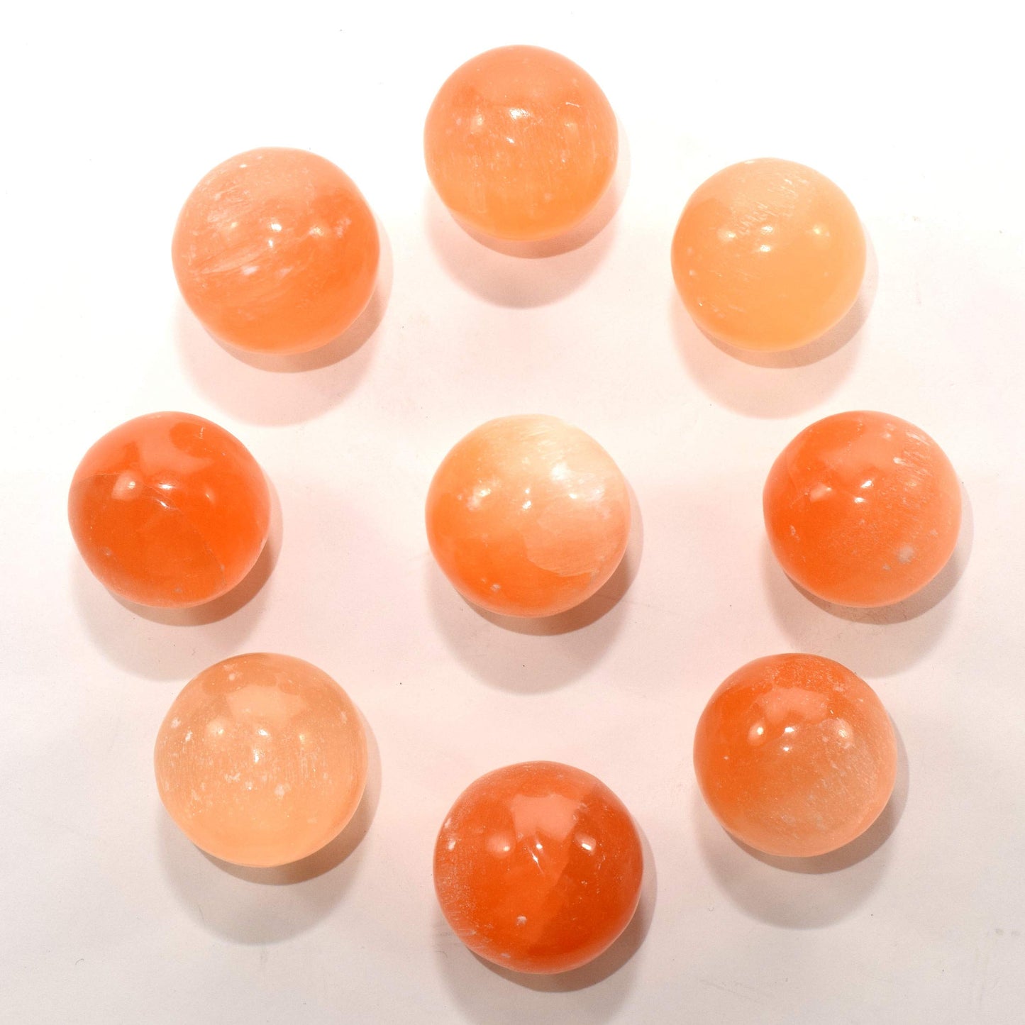 HQRP 40mm Natural Orange Selenite Sphere Polished Sparkling Gemstone Crystal Decor Mineral Ball from Morocco + Stand (1PC)