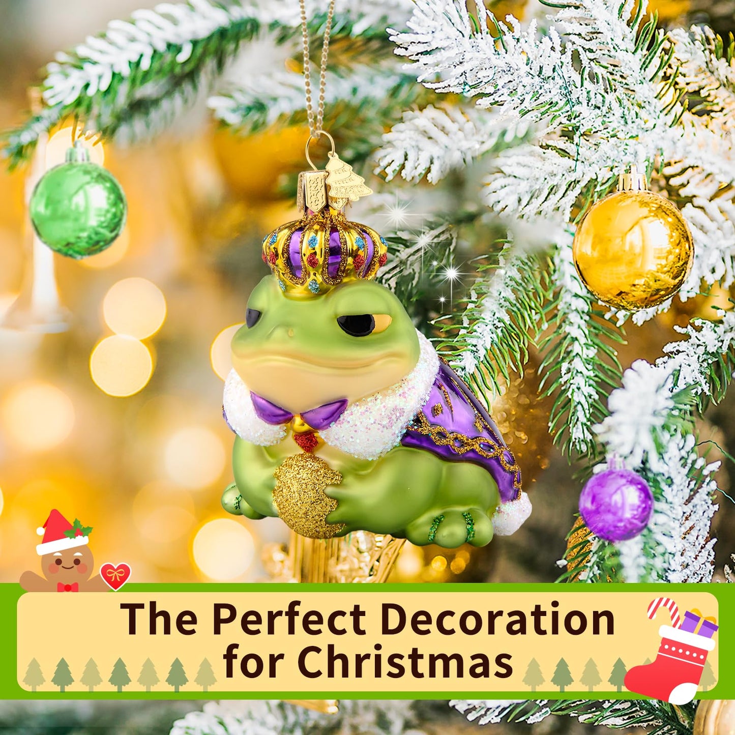 Hzyc Christmas Ornaments,Glass Frog Ornament,Christmas Tree Decorations