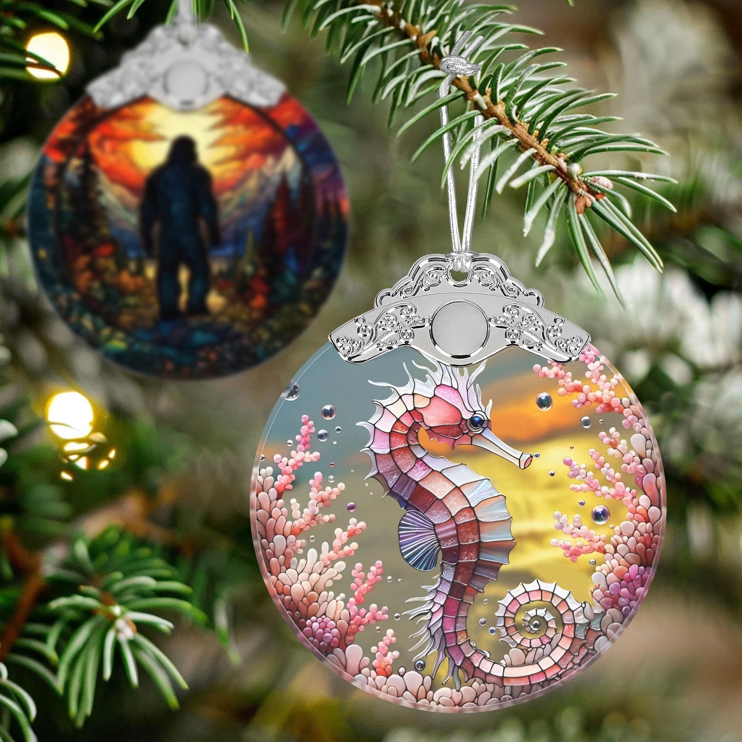 Seahorse Stained Glass Ornament - Christmas Ornament - Christmas Decorations for Tree - Holiday Present ldeas - Gift Exchange