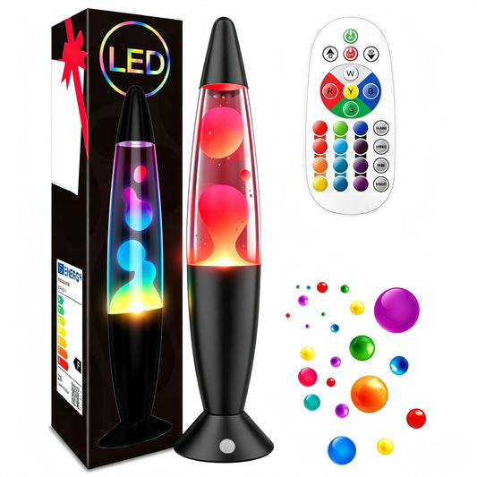Remote Control Liquid Motion Lamp 13.5 Inch - 17 Color Changing LED Base, Flowing Wax Night Light for Relaxing Bedroom Decor, Calming Mood Lighting for Office Desk, Unique Gift for Teens & Adults