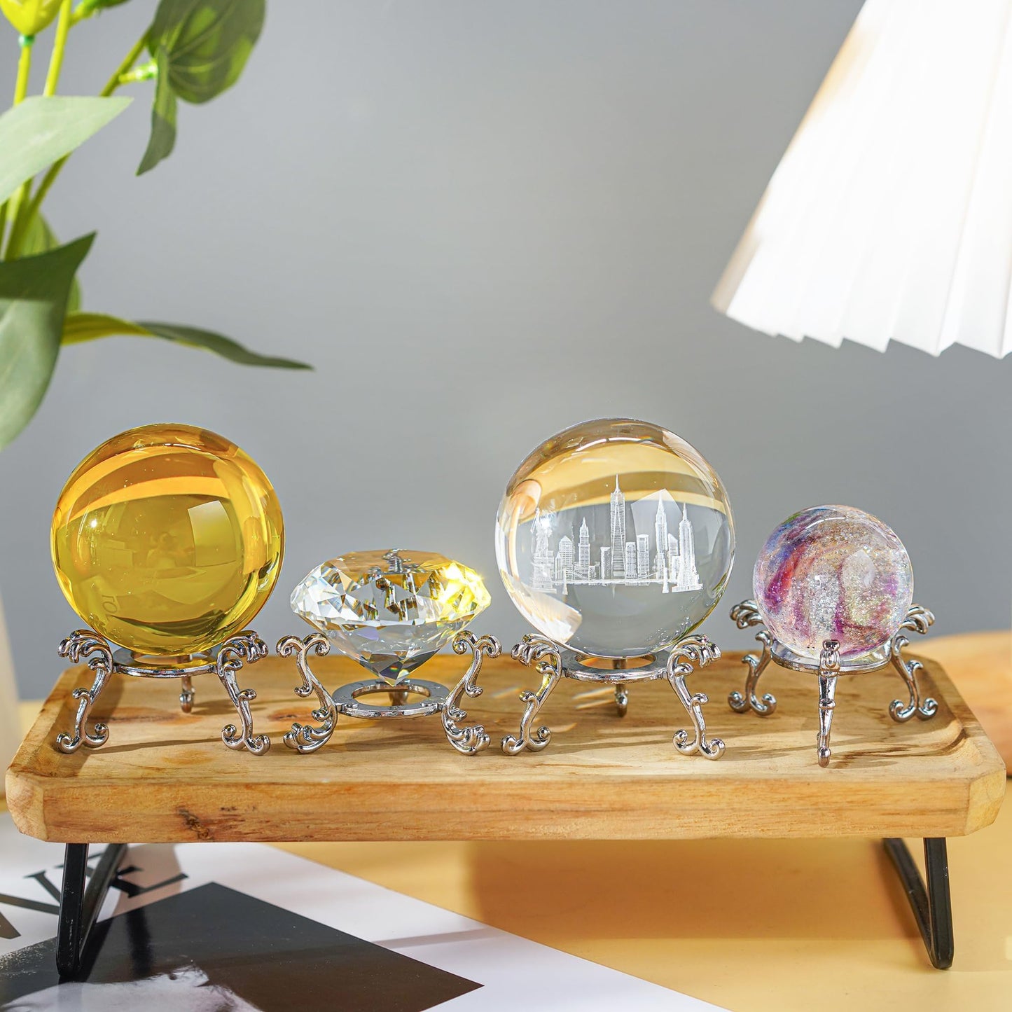 ZEERSHEE 10Pcs Silver Crystal Ball Base Display Stand Decorative Egg Stand Sphere Display Holder for Displaying 40-80mm Sphere,Globe,Balls,Egg