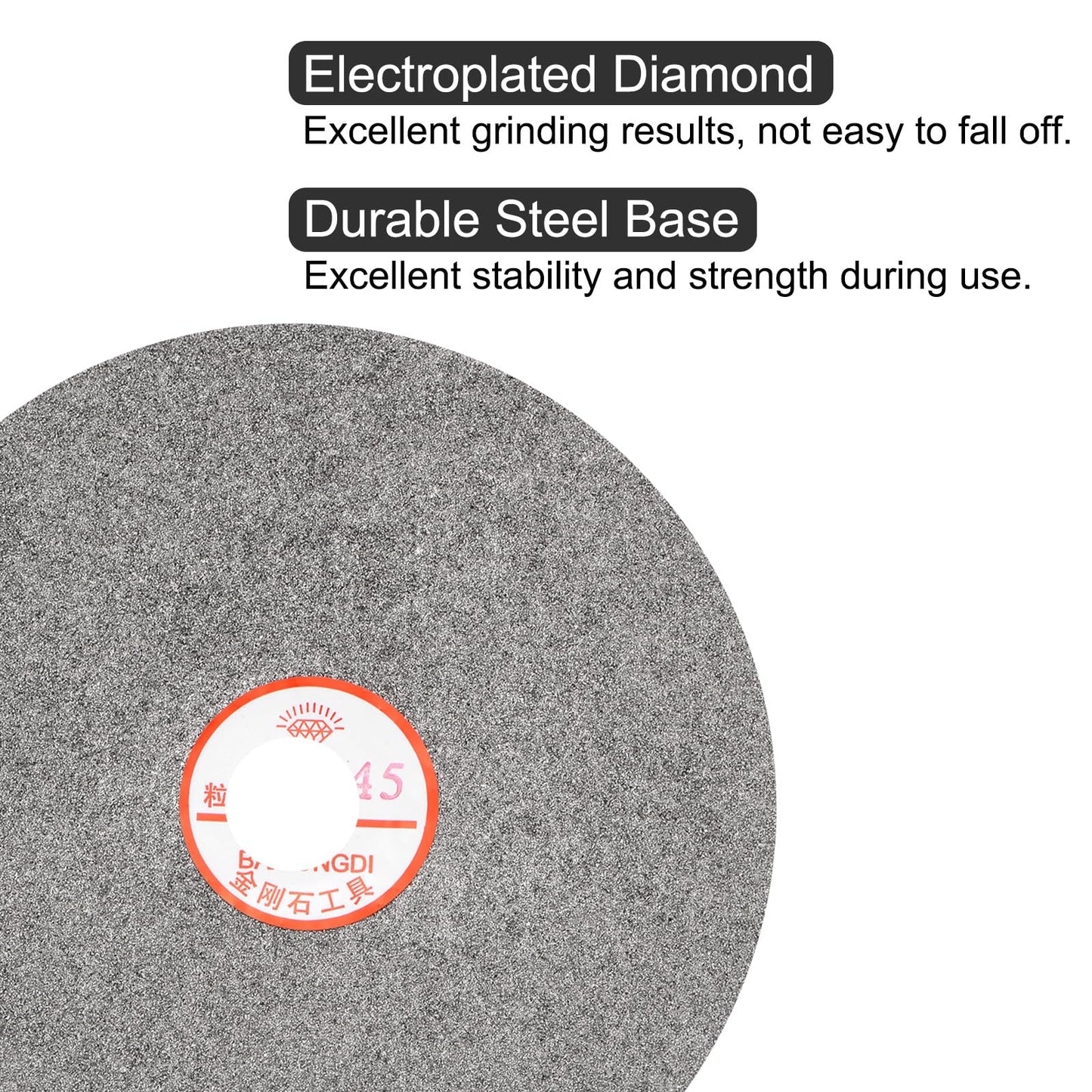 uxcell Diamond Sanding Grinding Disc, 8-Inch (200mm) Grit 45 1" Arbor Hole, Flat Lap Disk Polishing Discs Abrasive Wheel for Gemstone Tile Porcelain Glass Stone Metal