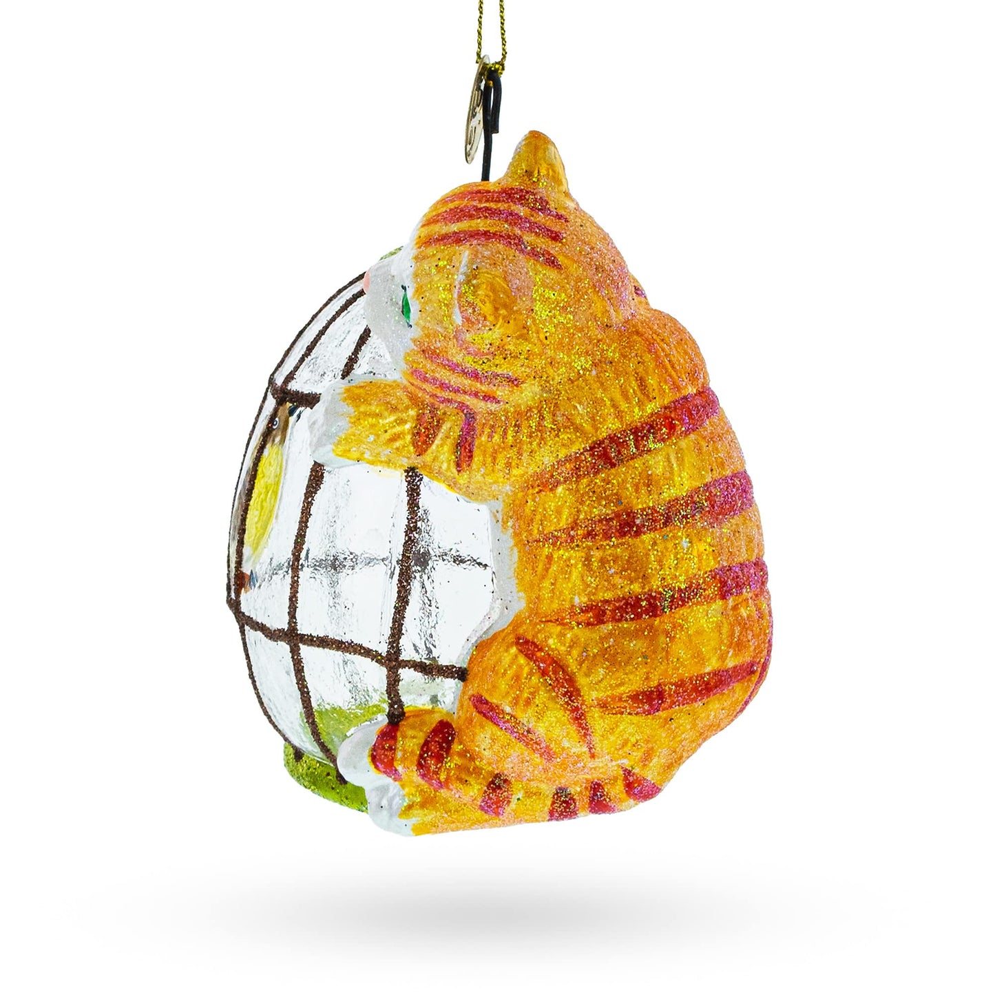 Japanese Lucky Maneki Cat Glass Christmas Ornament