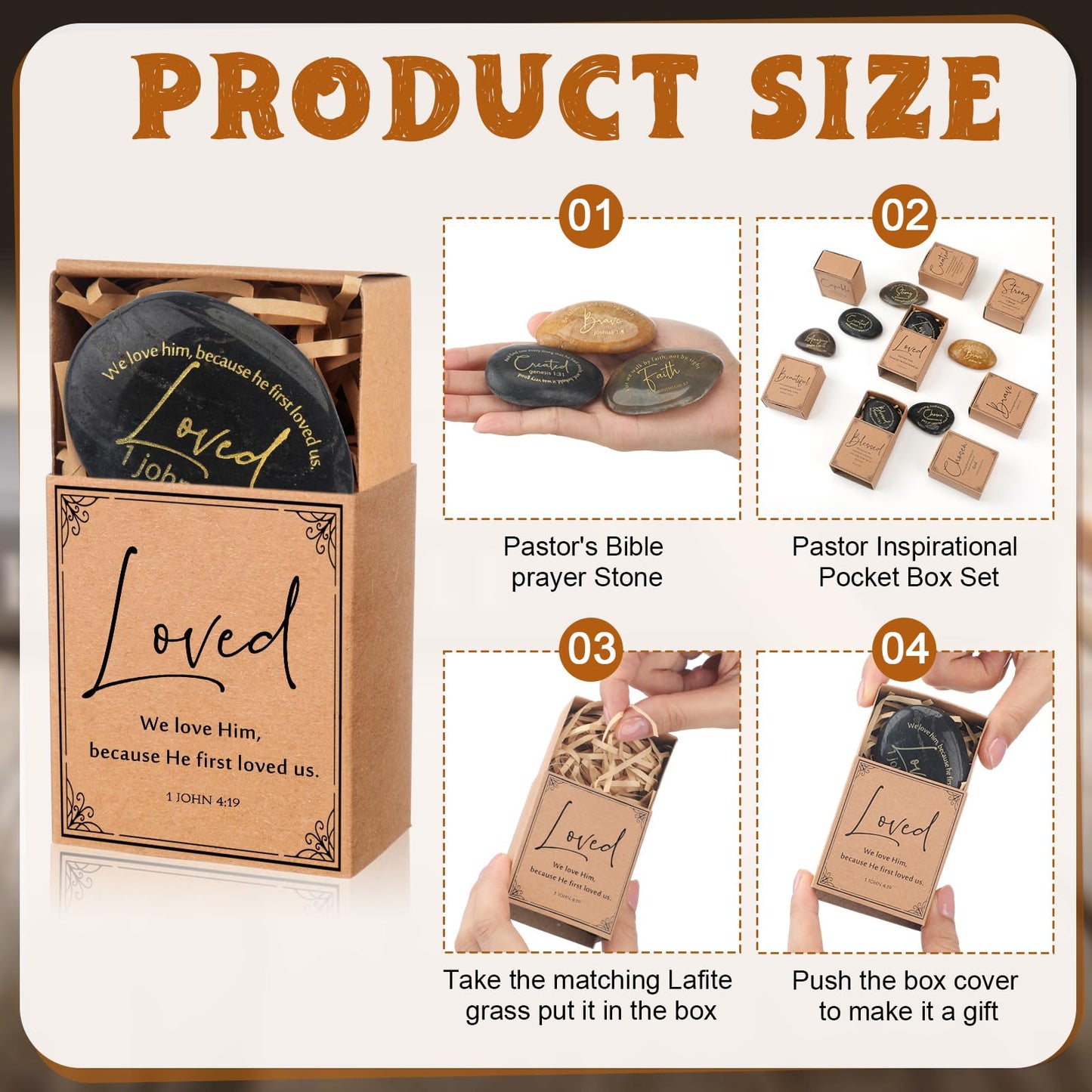 Thyle 36 Set Christian Scripture Stones Gifts Bulk Inspirational Engraved Prayer Stones with Box Religious Rocks Gift for Church Vbs Coworker Pastor Sunday School Baptism (Bible Verses)