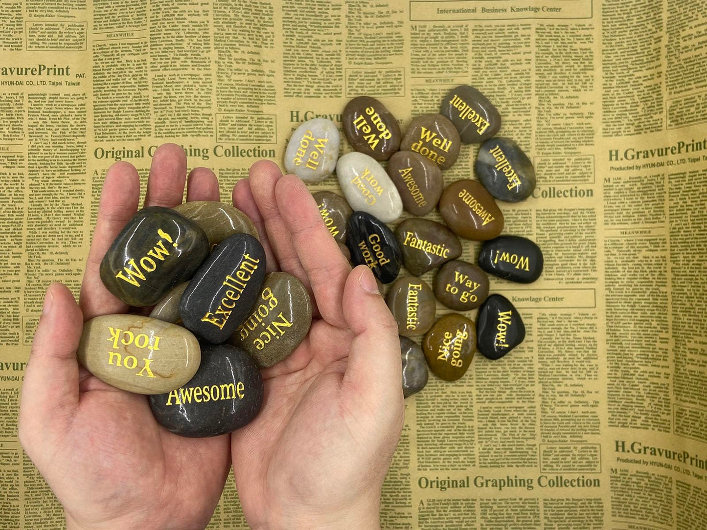 Majorhouse 52pcs Engraved Inspirational Stones With Inspiring Prayer Words,Encouragement Stones for Family and Friends.You rock.