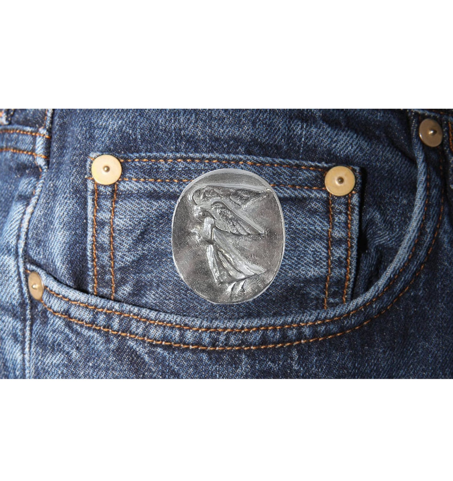 Earth Therapy New Rose Quartz Pocket Guardian Angel with Serenity Prayer Card Lucky Coin Token - Figurine Faith Peace Gift Set