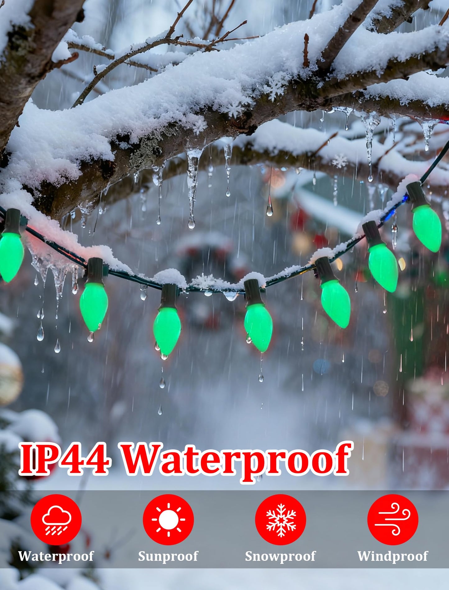 Bokoiuu C7 LED Christmas Light Bulbs, 25 Pack Green Replacement Bulbs, Shatterproof Green LED Light Bulbs for C7 Christmas String Lights, E12 Candelabra Base, 0.6 Watts