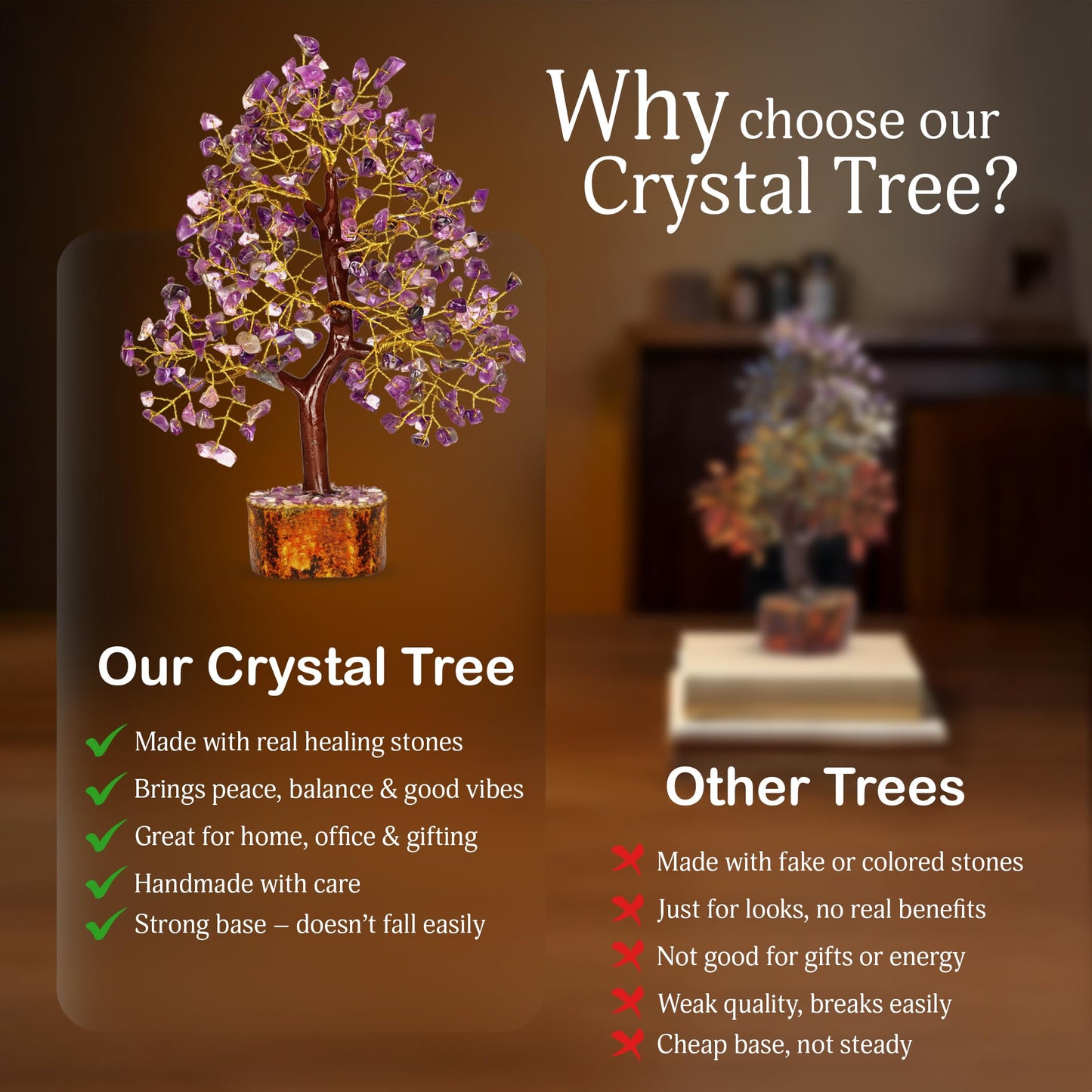 Amethyst Crystal Tree - Bonsai Trees, Balancing Tree, Crystal Gifts for Women, Crystal Tree for Positive Energy, Crytals and Gemstones, Crystals Gifts
