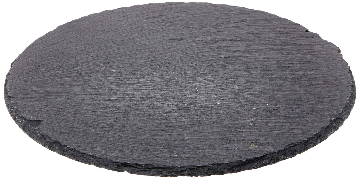 Cilio Slate Round Cheese Board, Natural Stone Tray for Serving Cheese, Charcuterie, Sushi, Appetizers, and More, Black, 11" diameter