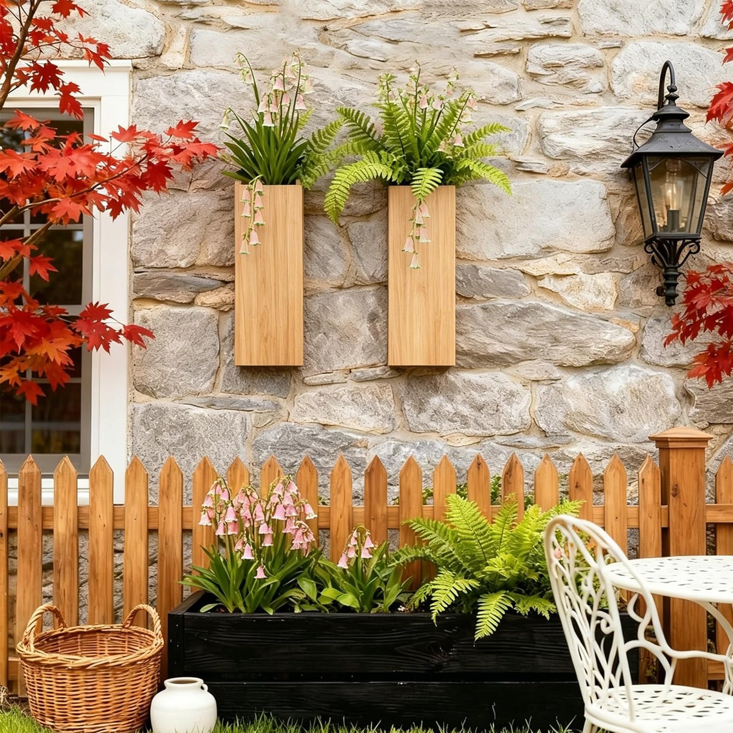 EMINGSKY 2 Pack Light Brown Wood Hanging Wall Planter Vases - Farmhouse Boho Wall Pockets for Faux Greenery, Dried Flowers, Eucalyptus Stems, Modern Indoor Wall Decor for Living Room Bedroom Office