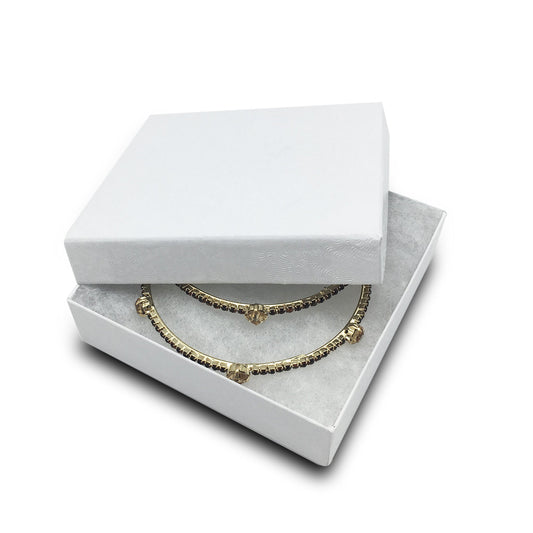 TheDisplayGuys - 25-Pack #34 Kraft Paper Jewelry Boxes w. Cotton Padding - White Swirl (3 7/8" x 3 7/8" x 2") - Gifting, Shipping, Retail