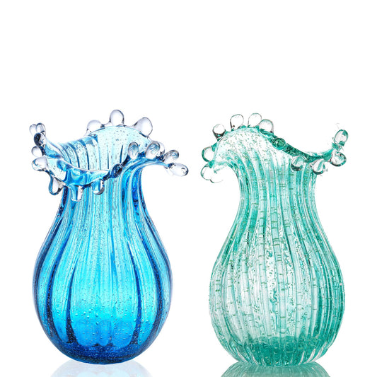 Hand Blown Glass Vase for Flowers Crystal Vases for Bouquet Home Decor Decorative Centerpieces Unique Gift for Christmas Valentines Day Birthday Housewarming Mothers Day