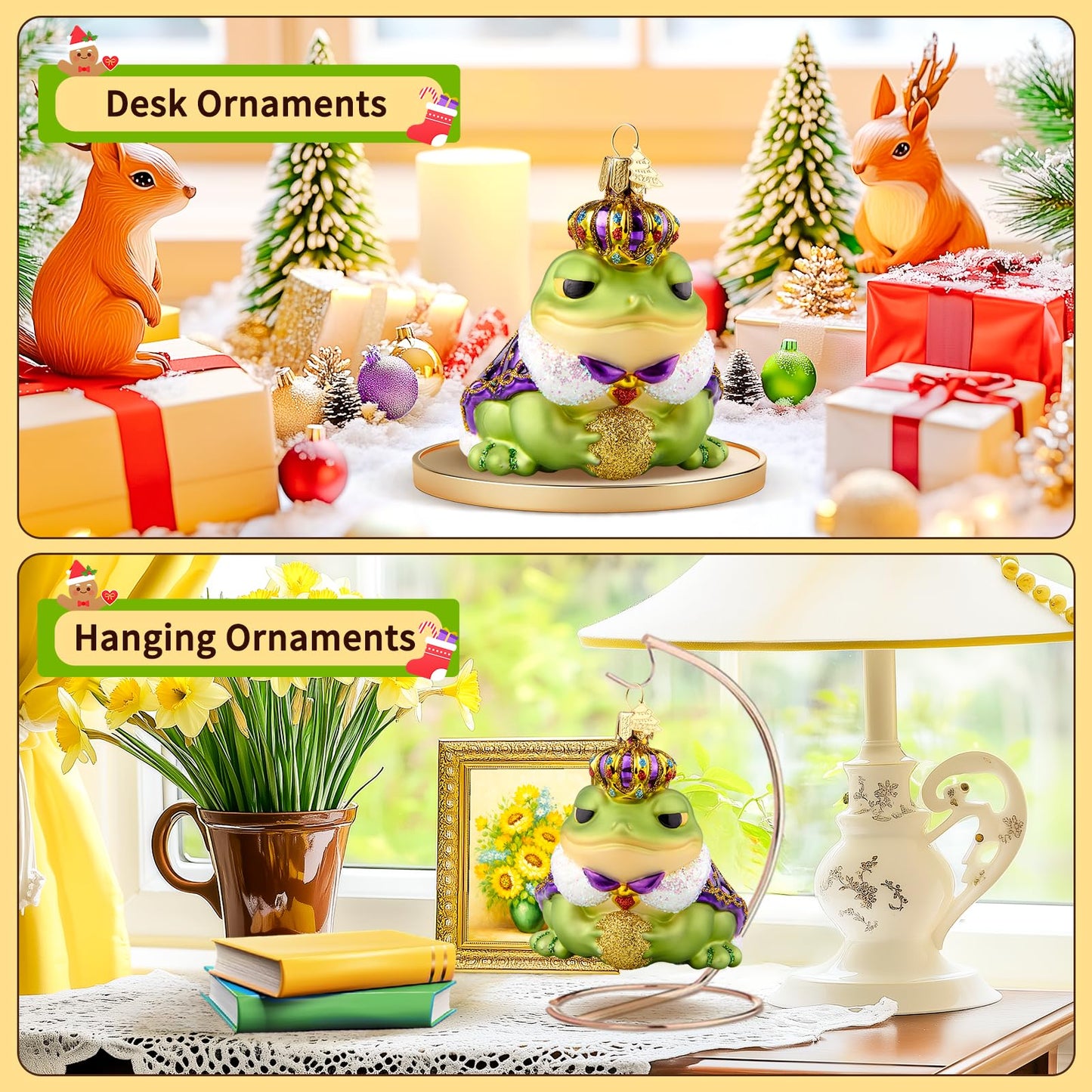 Hzyc Christmas Ornaments,Glass Frog Ornament,Christmas Tree Decorations