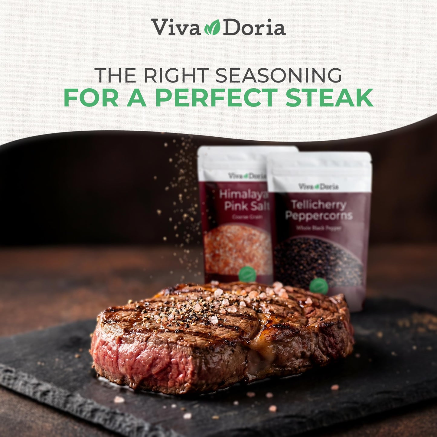 Viva Doria Tellicherry Whole Black Peppercorns, 12 oz & Himalayan Pink Salt, Coarse Grain, 2 lb | Salt and Pepper Combo, For Grinder Refills, 2 Piece Set