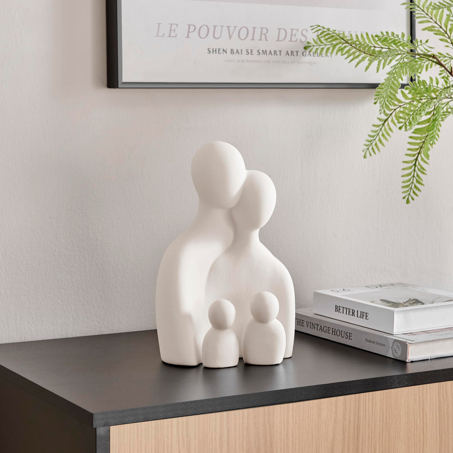 Danya B. Hans Cream Abstract Nesting Three Piece Family of 4 Decorative Accent Matte Ceramic Sculpture Figure Set