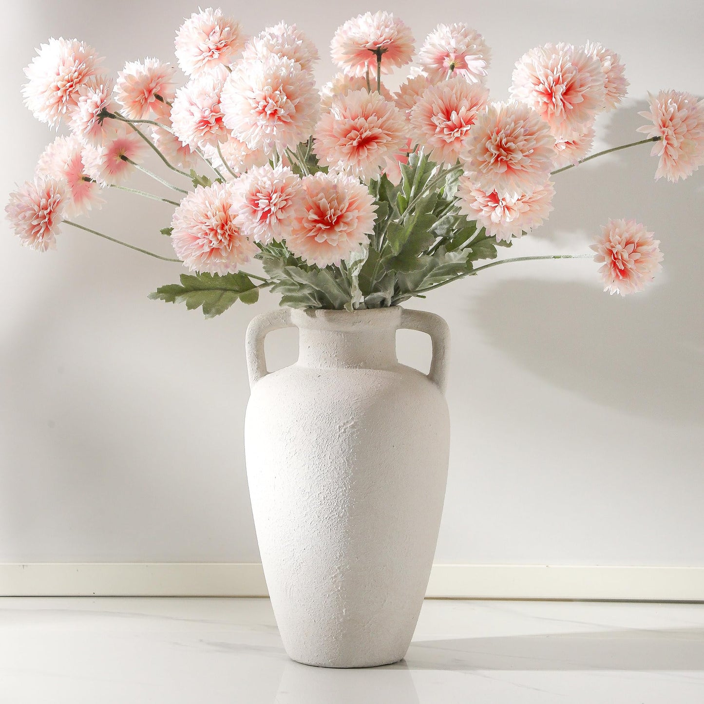 Lyeec Large Ceramic Vase - 11.41 inch Tall Rustic Vase with 2 Handles, Decorative Flower Vases for Home Decor, Living Room Shelf Decor, Table Office