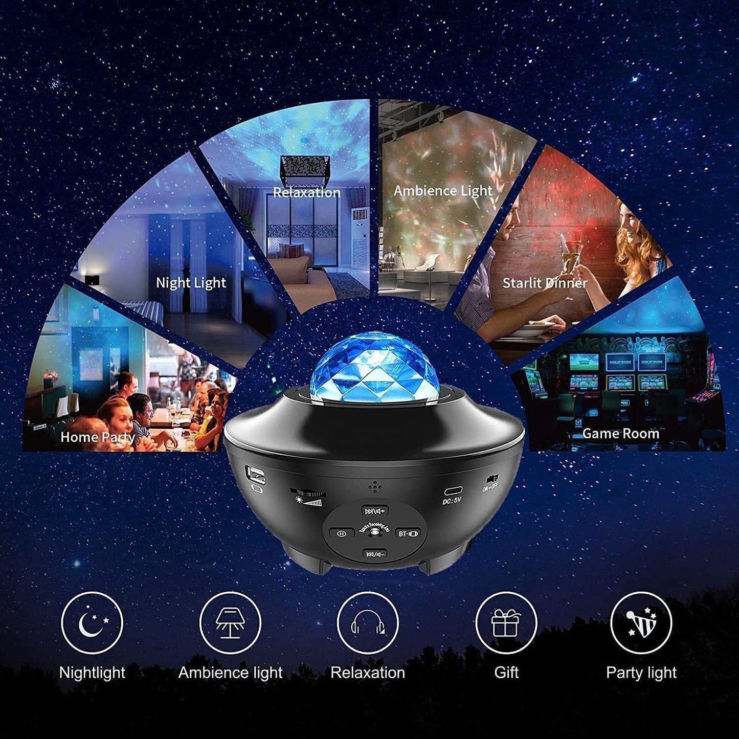 Elec3 Galaxy Projector for Bedroom, Star Projector Night Light with Bluetooth Speaker and Timer,Remote Control,Starry Nebula Ceiling LED Lamp for Kids Adults Room Decor