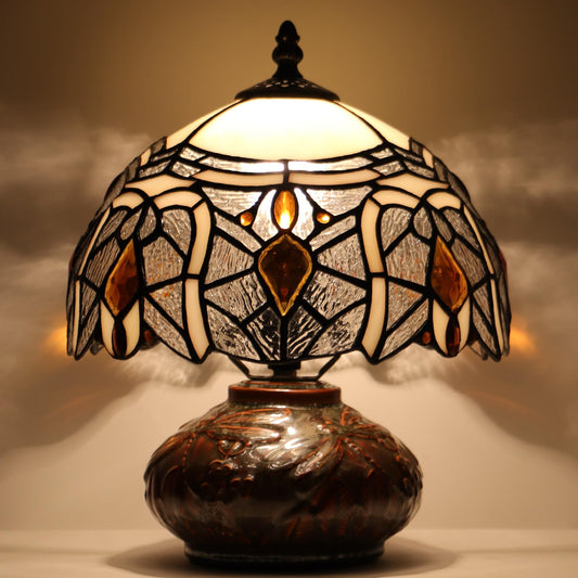 HZYFFYU Small Tiffany Table Lamp Mini Mushroom Stained Glass Lamp Memory Sympathy lamp 10X11 Inch (Crystal Style)