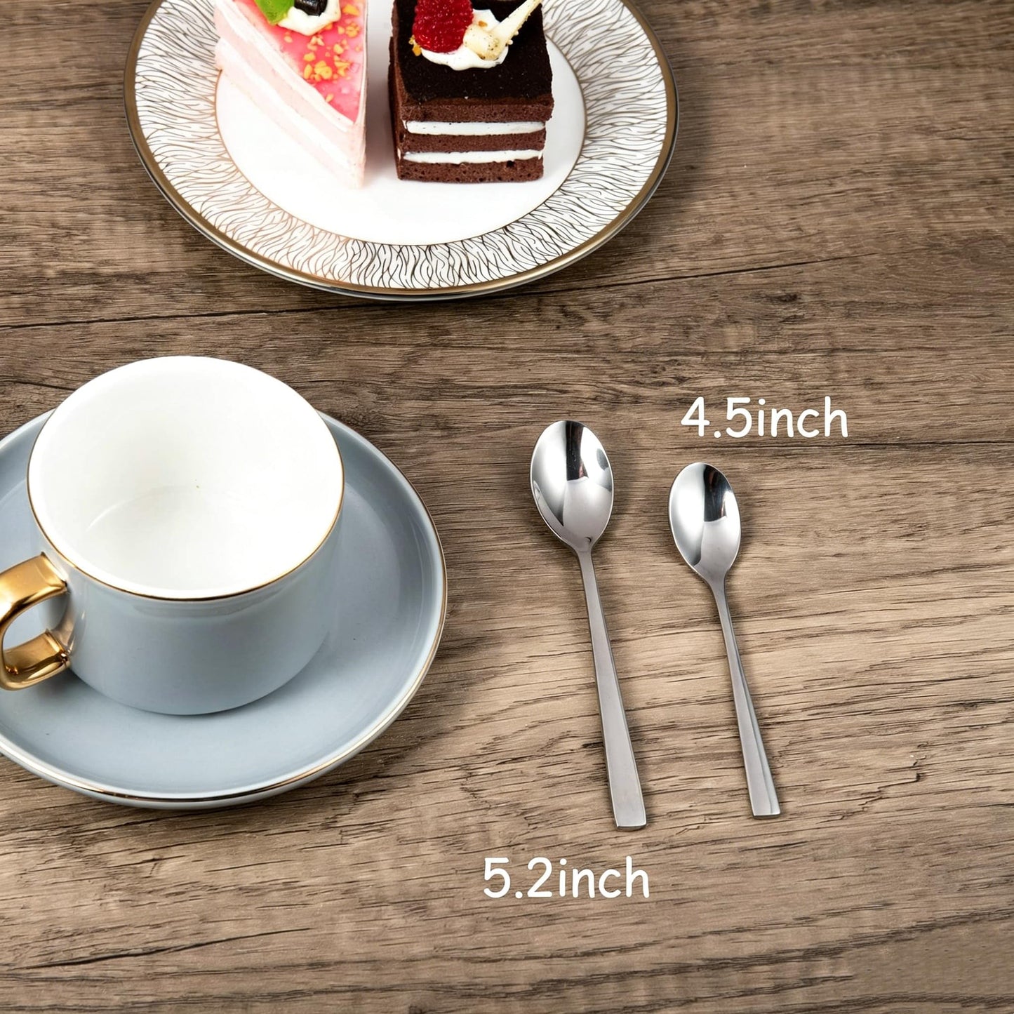 IMEEA 4.5 Inch Espresso Spoons SUS304 Stainless Steel Demitasse Spoons for Espresso & Small Desserts, Set of 6