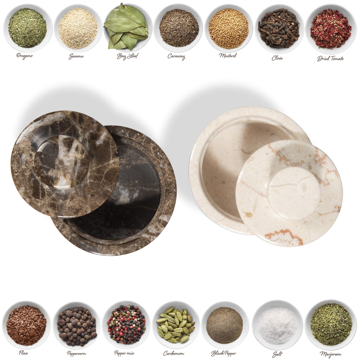 Beige Marble Salt Cellar with Lid (3.5oz) - Scratch-resistant & Easy-to-Clean Salt Containers for Countertop - Elegant & Versatile Marble Jar to Store Salt, Sugar & Dry Spices - Compact Salt Dispenser