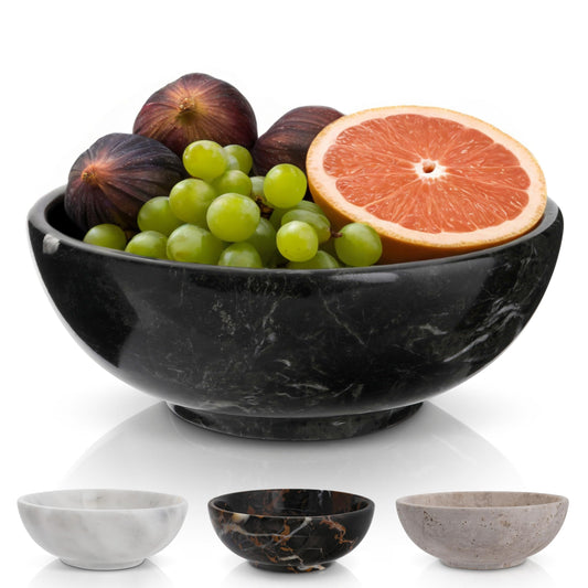 Gusto Nostro 8" Luxury Black Marble Decorative Bowl for Coffee Table - Elegant Modern Fruit Bowl for Kitchen Counter - Heavy Stone Entryway Catch all for Keys, Jewelry, Potpourri Holder Centerpiece