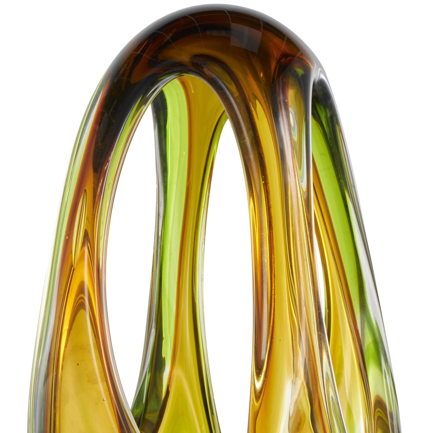 Deco 79 Glass Abstract Decorative Sculpture Ombre Cutout Home Decor Statue with Green Accents, Accent Figurine 6" x 9" x 21", Orange