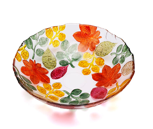 MAGCOLOR Large Hand Painted Colorful Crystal Glass Decorative Bowl.