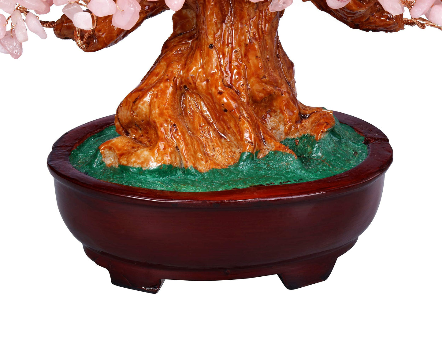 Jovivi Feng Shui Natural Rose Quartz Crystal Money Tree Resin Base Healing Stones Bonsai Style Tree Large Decoration for Wealth and Luck 9.5 Inches