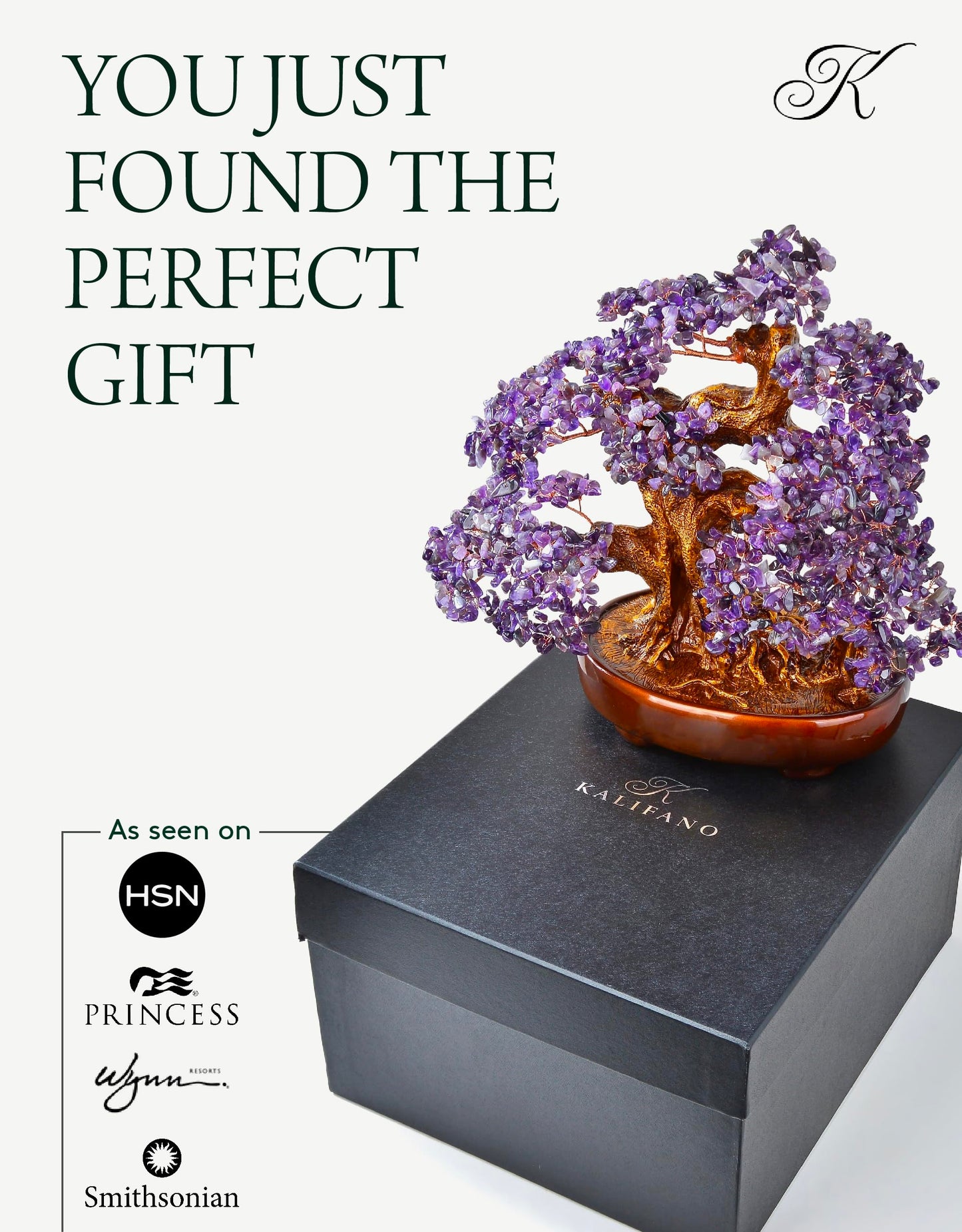 KALIFANO Natural Amethyst (1,251 Gemstone Count) Chakra Crystal Tree with Healing Properties - Bonsai Feng Shui Money Tree for Positive Energy, Luck and Wealth - 14"