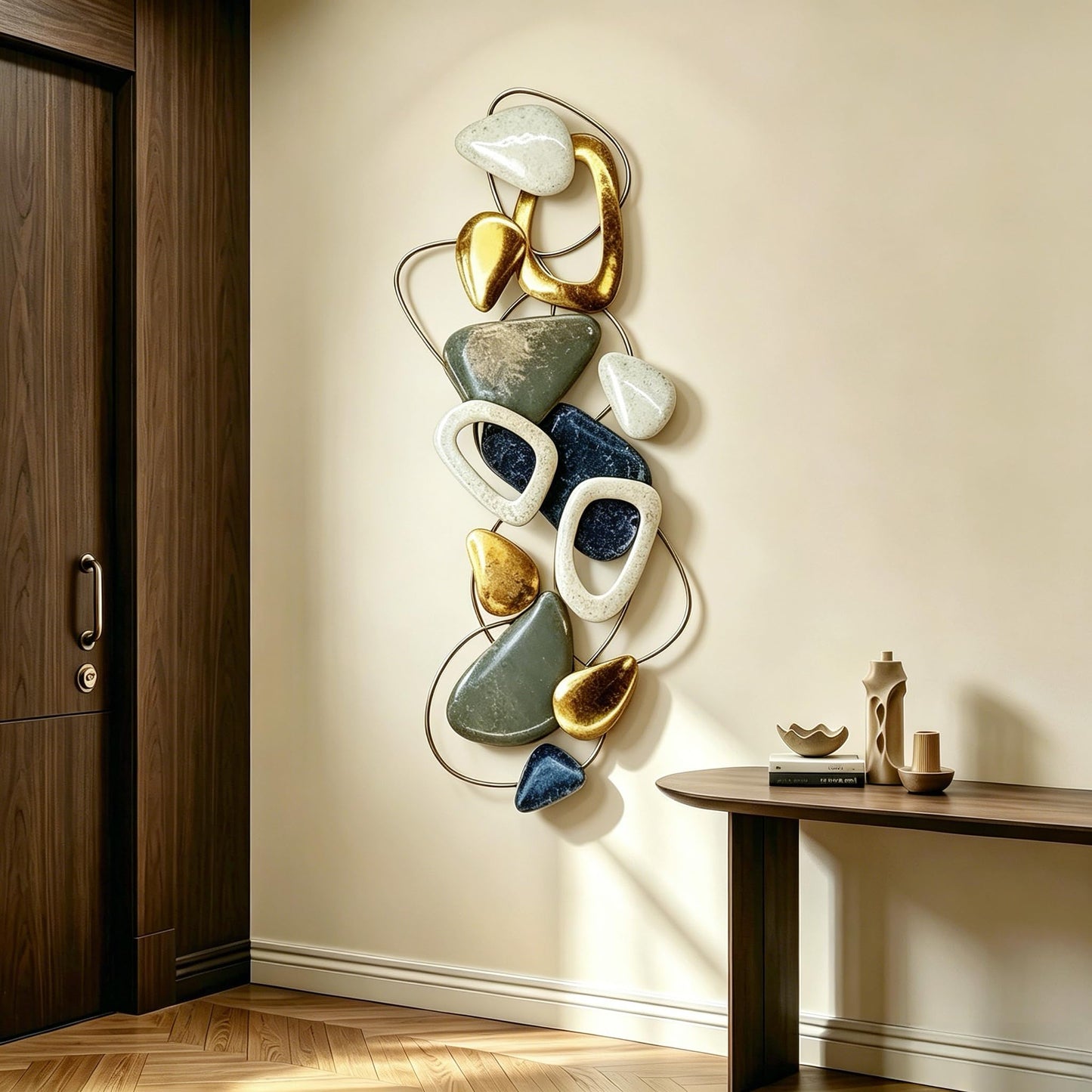 Roivikis Large Metal Wall Art Decor, 3D Abstract Stone-inspired Handcrafted Modern Wall Sculptures for Living Room, Bedroom, Entryway 59" x 24"