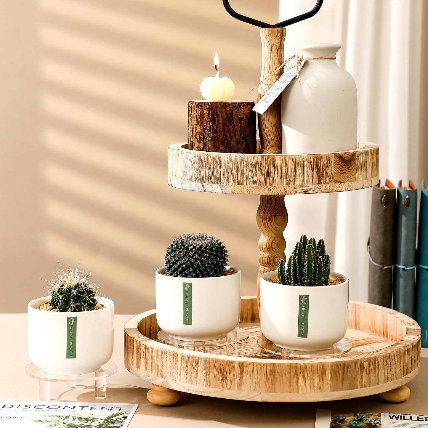 Memorywuu 3 Pcs Acrylic Risers Round 4″ Clear Display Stands Small Cake Candle Plant Jewelry Rings Earrings Figurines Stand for Centerpieces Decor Collectibles Table Organizer