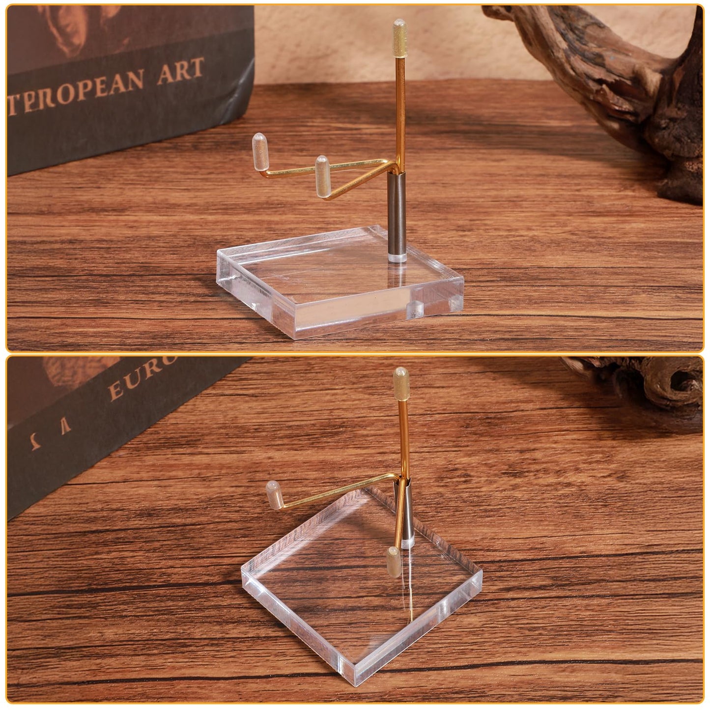 Nodaaiie 8Pcs Clear Acrylic Easel Display Stand with Adjustable Metal Arms Crystal Display Rock Gemstone Mineral Geode Fossil Coral Display Holder (2.4 x 2.4 x 3.8 Inch)