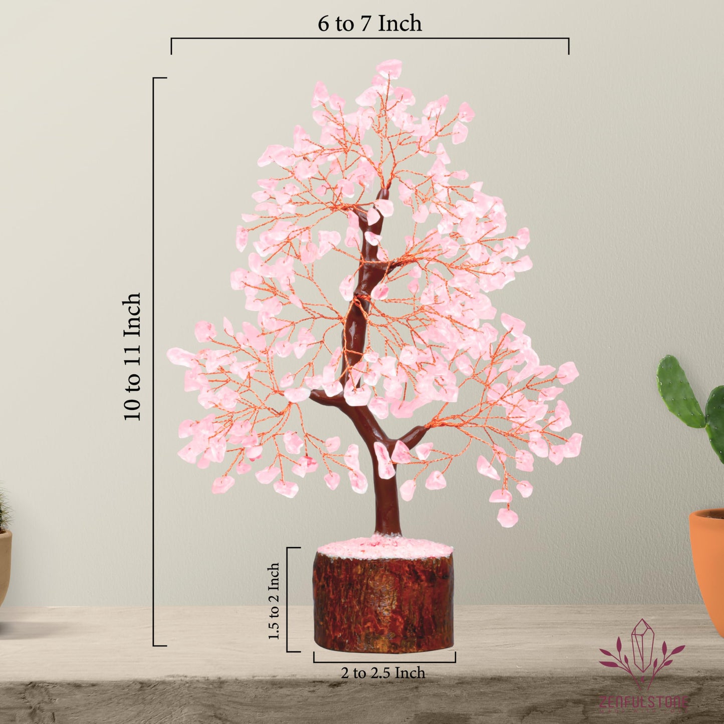 ZENFULSTONE Rose Quartz Crystal Tree of Life for Love & Healing Décor for Home and Office | Handmade Bonsai for Emotional Support & Harmony as Symbol of Piece for Loved Ones