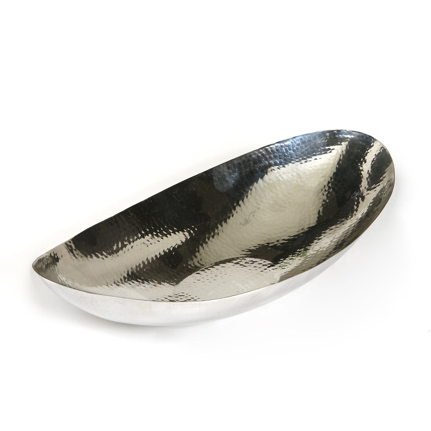 Hosley Hammered Stainless Steel Oval Bowl – 13.5” Decorative Centerpiece for Candles, Orbs, Potpourri & Table Styling | Modern Home & Event Décor