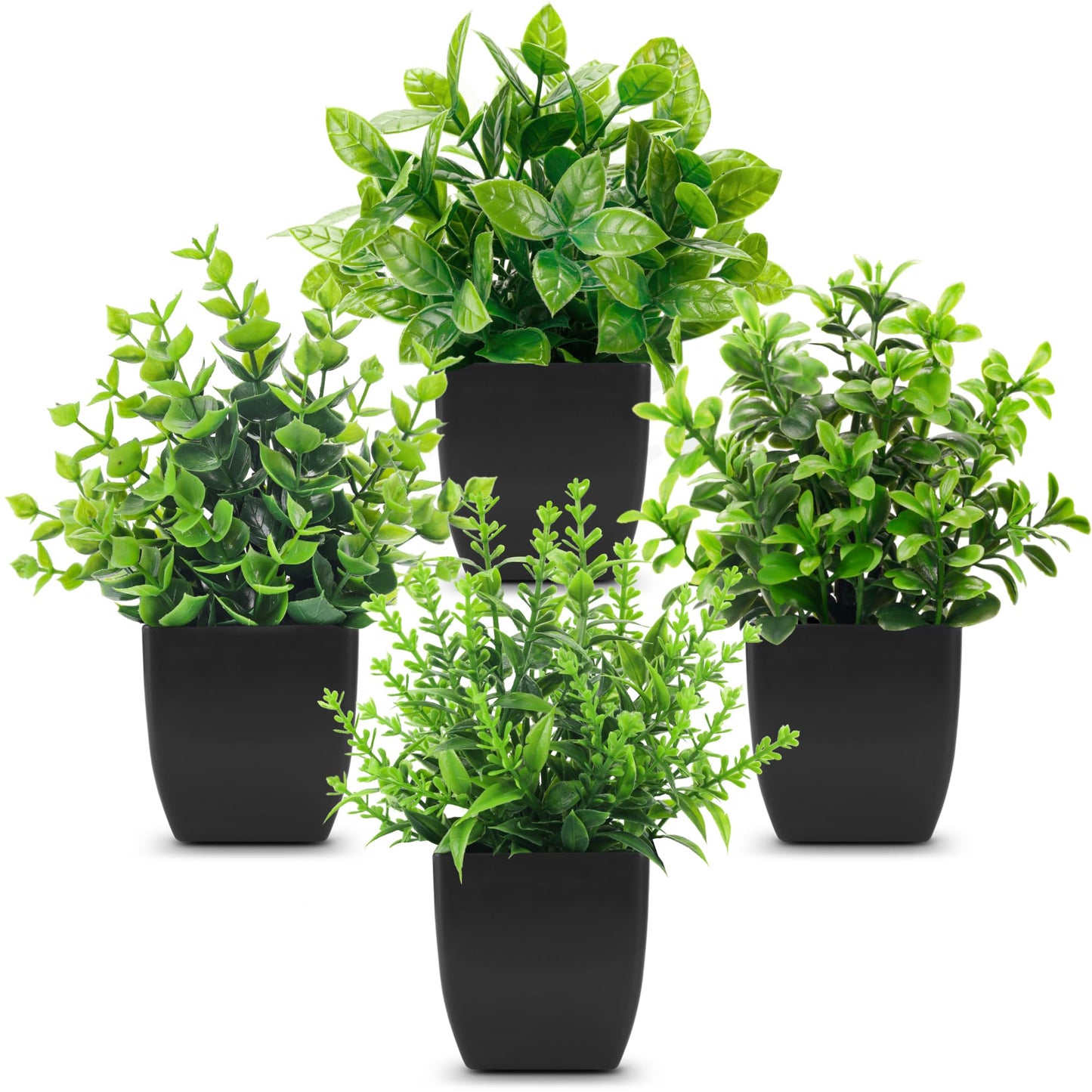 Der Rose Bundle of 2 Pack Fake Hanging Artificial Succulents Plants and 4 Pack Fake Mini Artificial Greenery Potted Plants for Halloween Decor