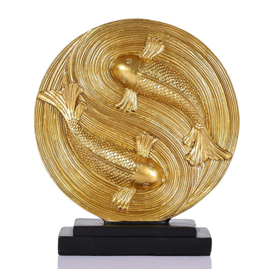 orenm Feng Shui Yin Yang Koi Fish Statue,Modern Shelf Decor Sculpture,for Mens Home Decorations Living Room,Office Good Fortune Sculptures,Bookshelf,Dining Table Centerpieces,TV Stand Decor (Gold)