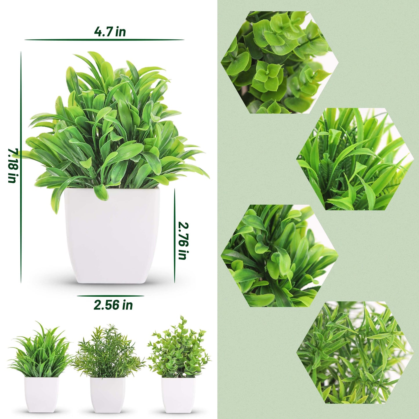 Der Rose Bundle of 4 Packs Small Fake Plants and Set of 6 Succulents Plants Artificial in Pots for Bedroom Aesthetic Living Room Office Shelf Bathroom Decor