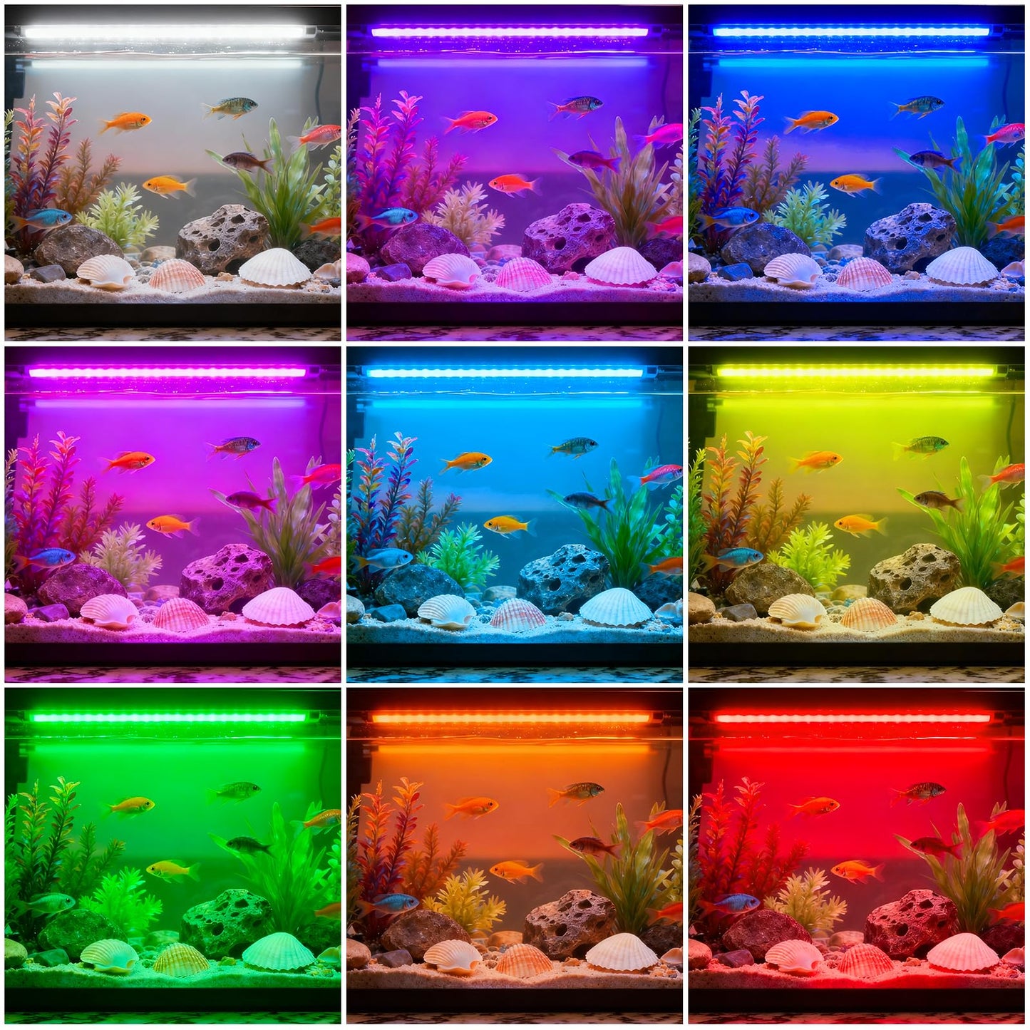 Submersible Aquarium Light for Fish Tank: Full Spectrum Underwater Fish Tank Light with Dimming 8 Colors - COB LED Aquarium Lights with Remote and Suction for 7.8 Inch Saltwater Freshwater Tanks